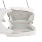 Chanel Chain Shoulder Bag Quilted CC Logo Caviar Leather Pochette White — view 5