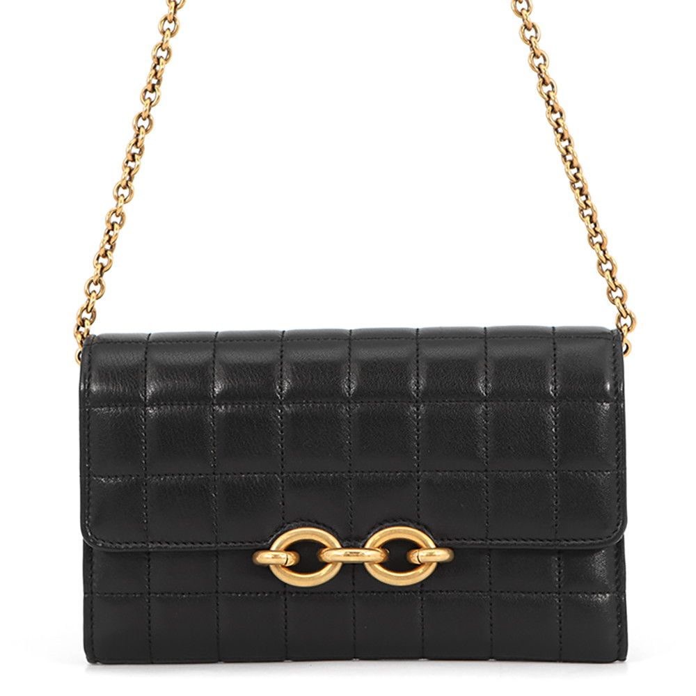 Saint Laurent Paris Chain Wallet le Maillon Lambskin Black Shoulder