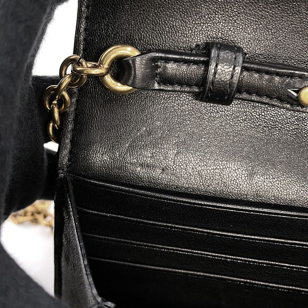 Saint Laurent Paris Chain Wallet le Maillon Lambskin Black Shoulder — view 9