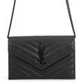 Saint Laurent Paris Chain Wallet Cassandra Leather Black Shoulder