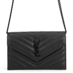 Saint Laurent Paris Chain Wallet Cassandra Leather Black Shoulder