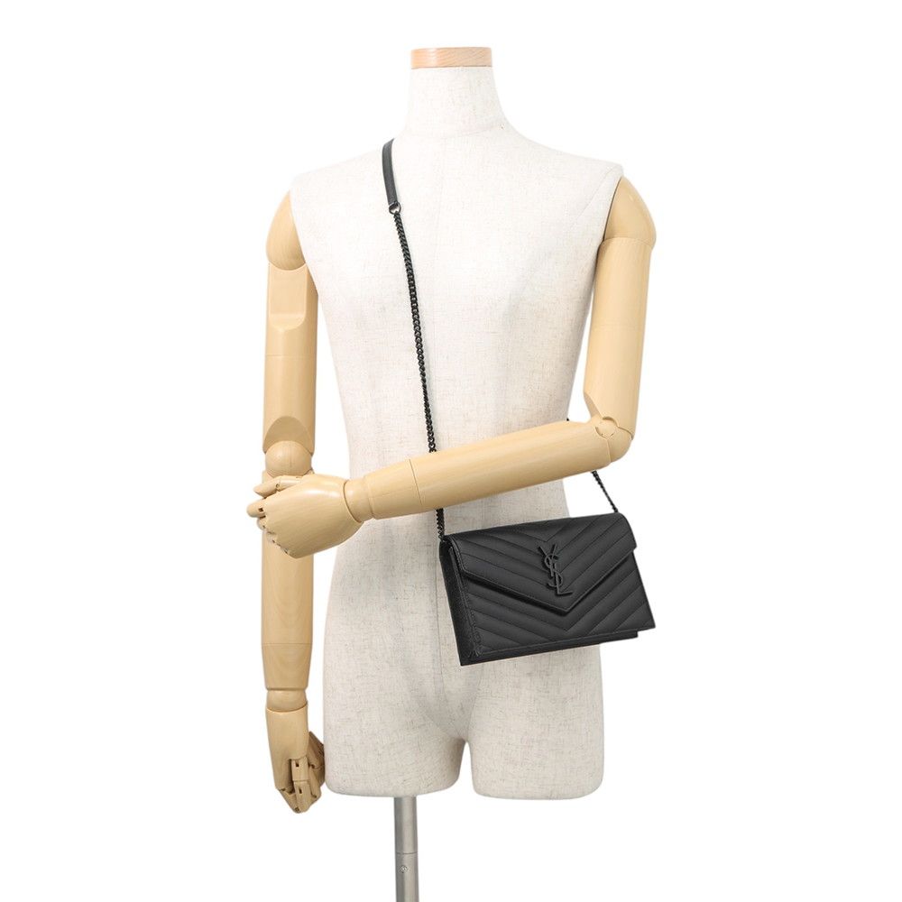 Saint Laurent Paris Chain Wallet Cassandra Leather Black Shoulder — view 4