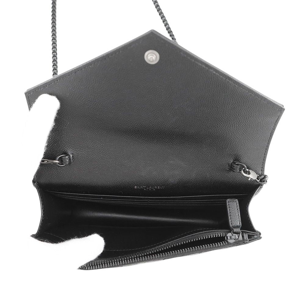 Saint Laurent Paris Chain Wallet Cassandra Leather Black Shoulder — view 5