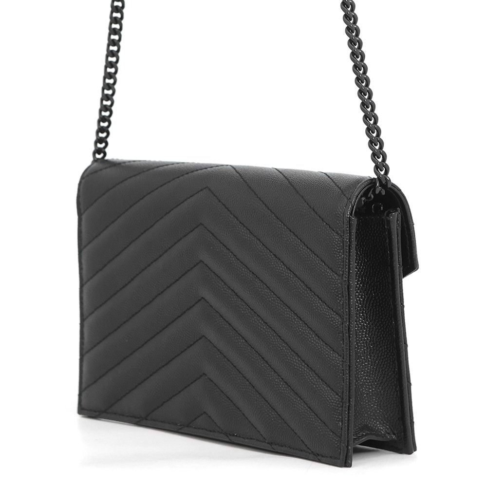 Saint Laurent Paris Chain Wallet Cassandra Leather Black Shoulder — view 2