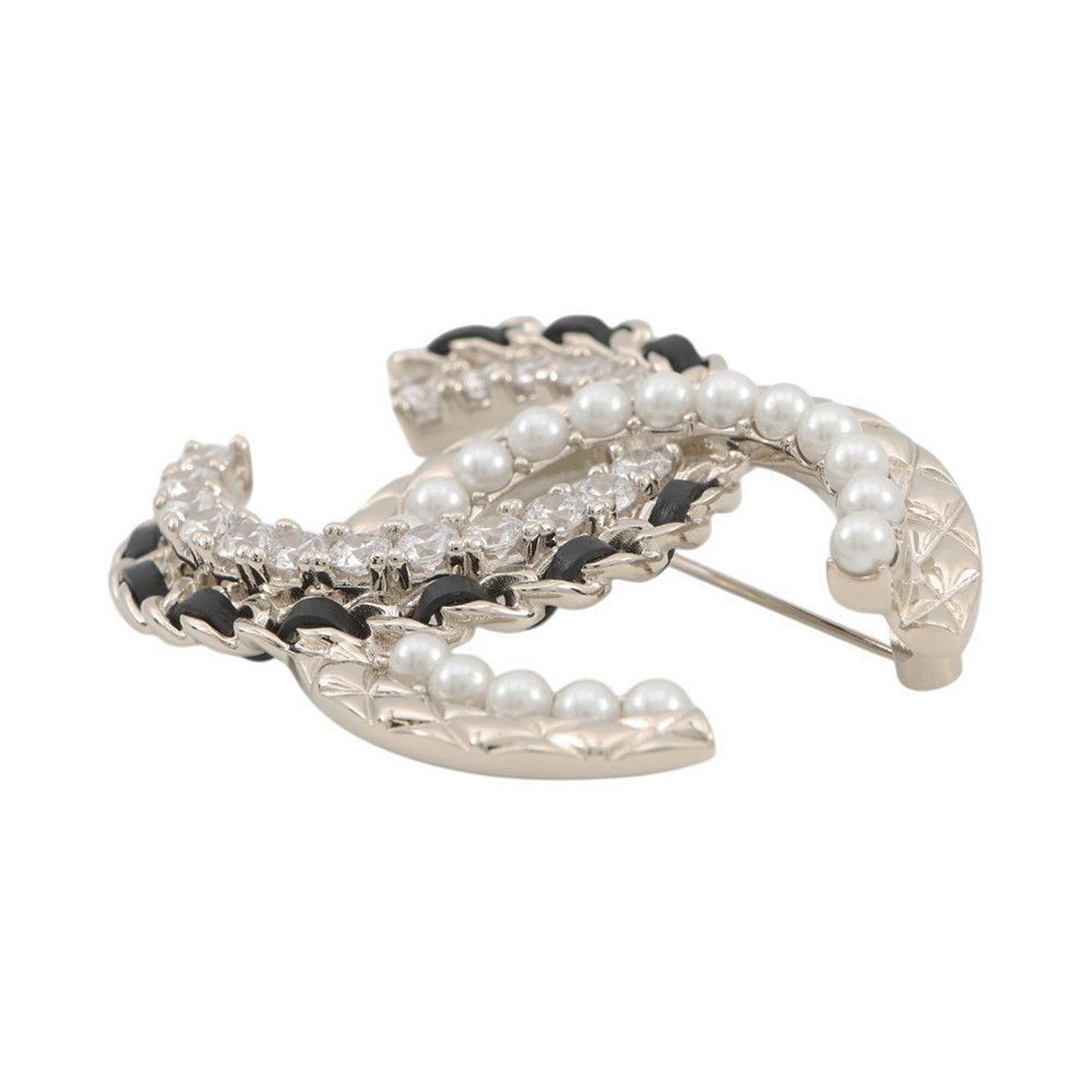 Chanel Brooch CC Logo Lambskin Faux Pearl Rhinestone — view 2