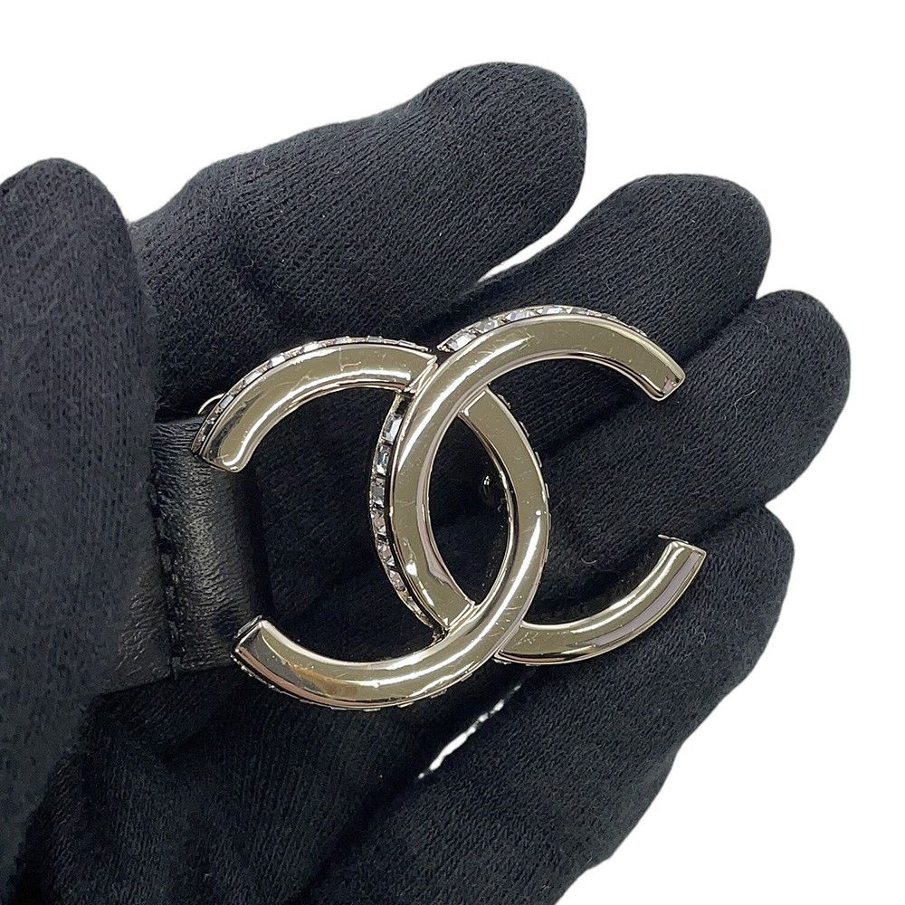 Chanel Belt CC Logo Rhinestone 70 23 B Black — view 8
