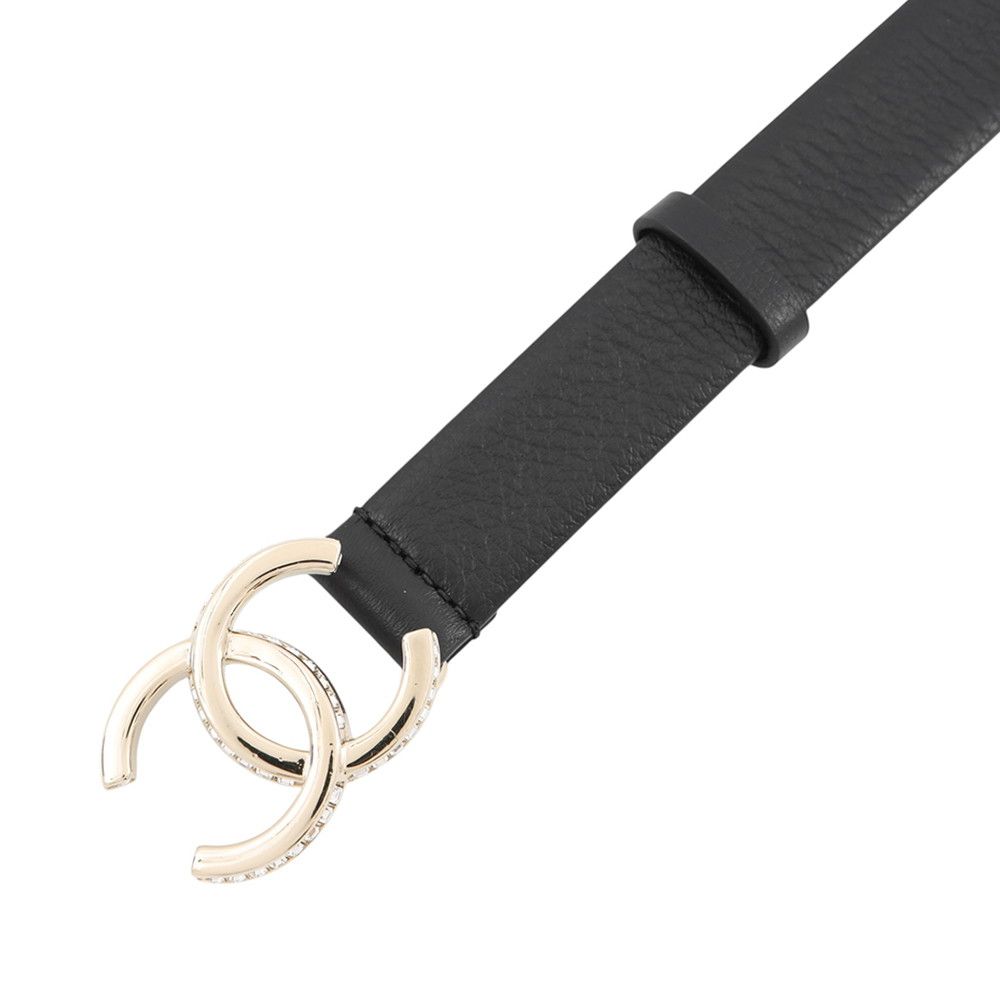 Chanel Belt CC Logo Rhinestone 70 23 B Black — view 4