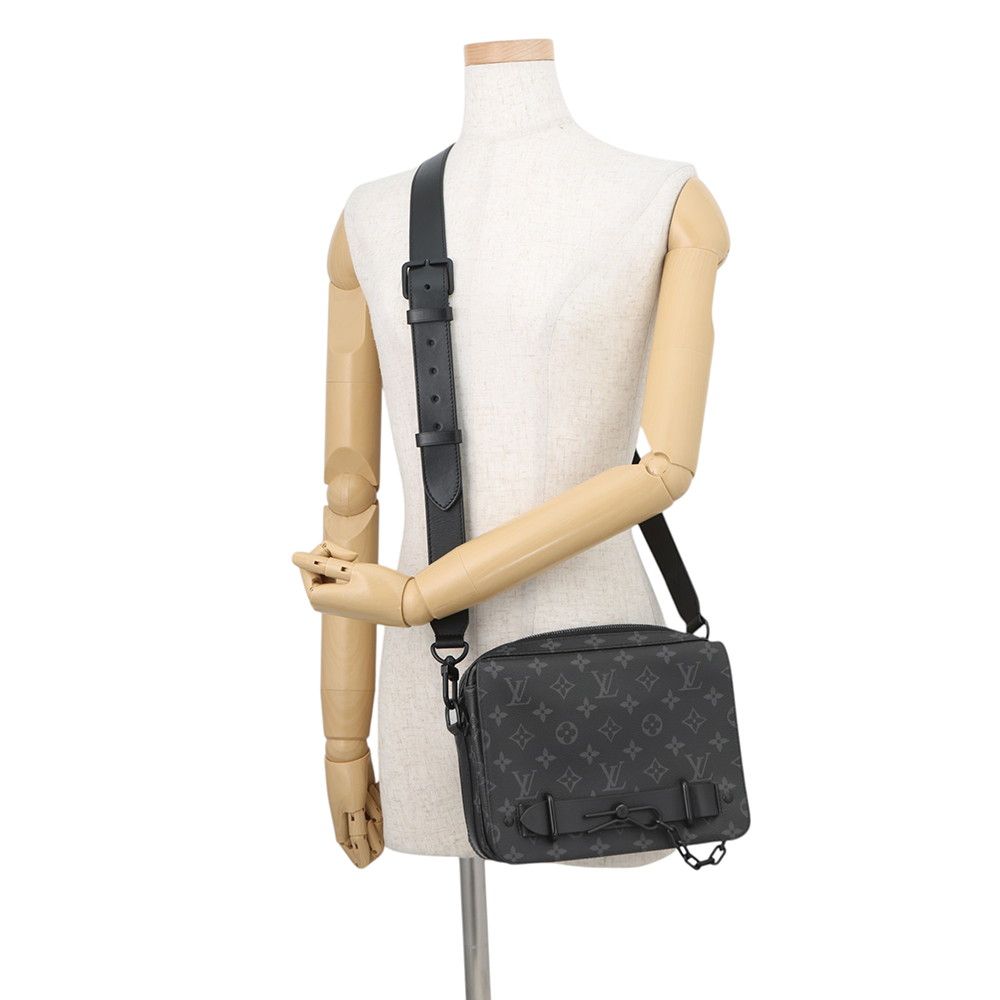 Louis Vuitton Shoulder Bag Monogram Eclipse Steamer Messenger Black — view 4