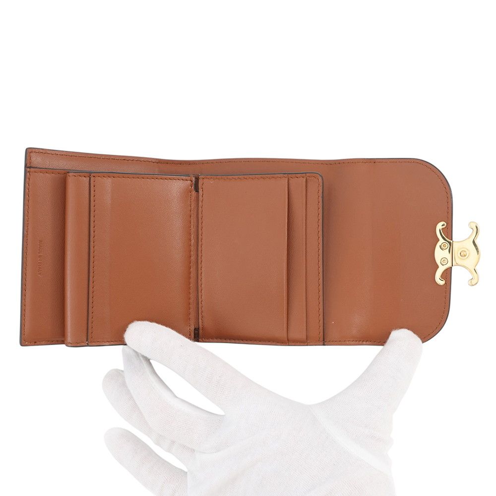 Celine Trifold Wallet Triomphe Compact Calf Leather Canvas — view 5