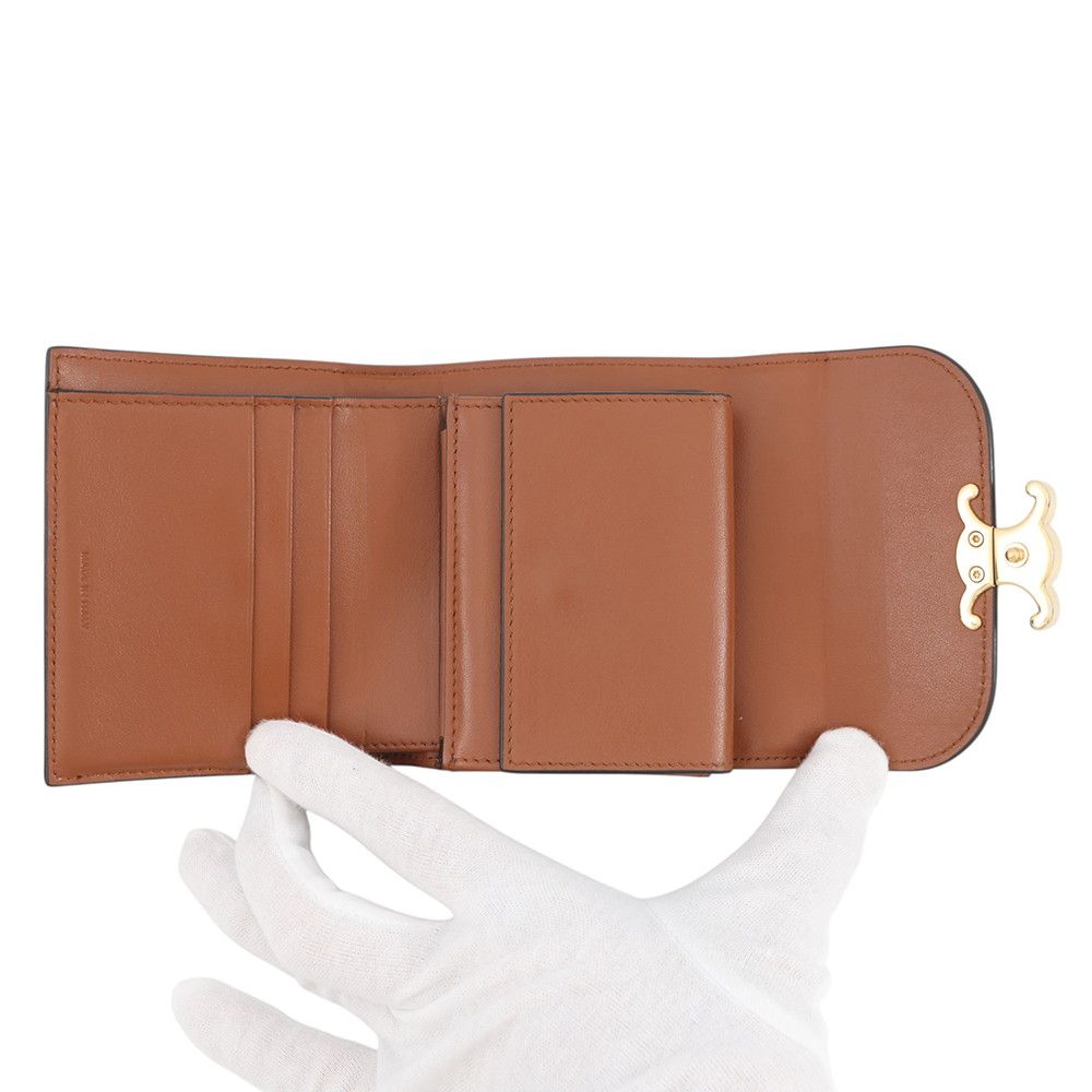 Celine Trifold Wallet Triomphe Compact Calf Leather Canvas — view 4