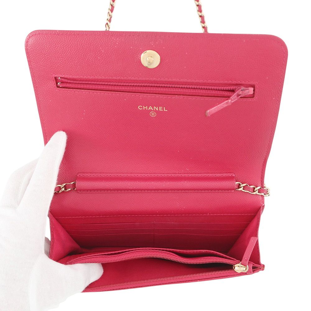 Chanel Chain Wallet Boy CC Logo Caviar Leather Shoulder — view 6