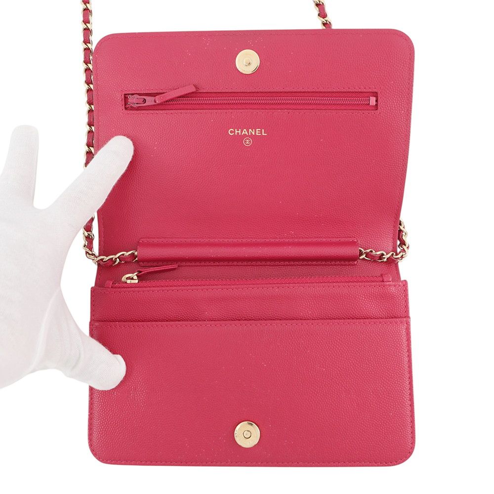 Chanel Chain Wallet Boy CC Logo Caviar Leather Shoulder — view 5