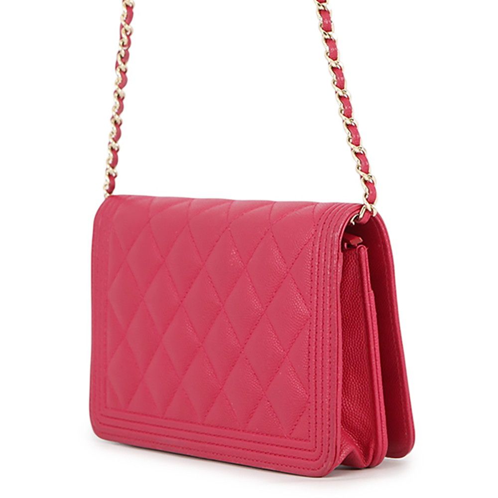 Chanel Chain Wallet Boy CC Logo Caviar Leather Shoulder — view 2