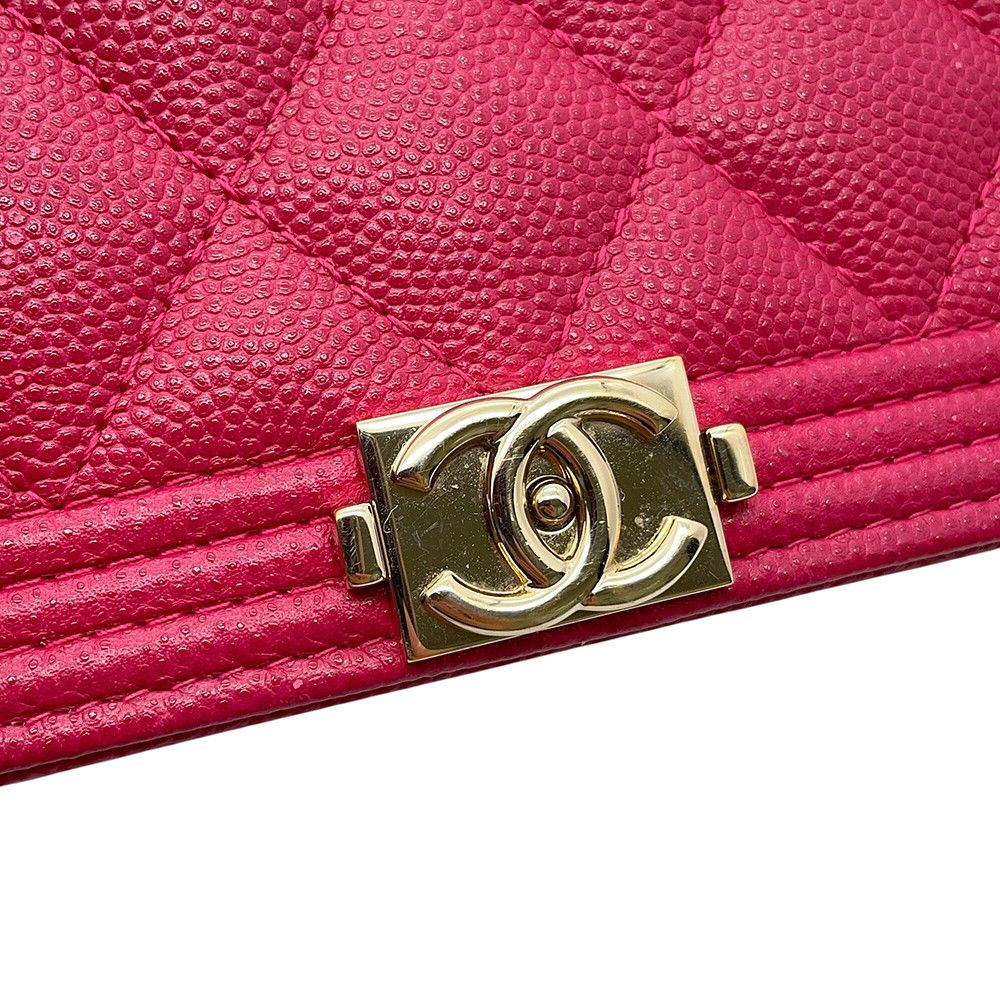 Chanel Chain Wallet Boy CC Logo Caviar Leather Shoulder — view 7
