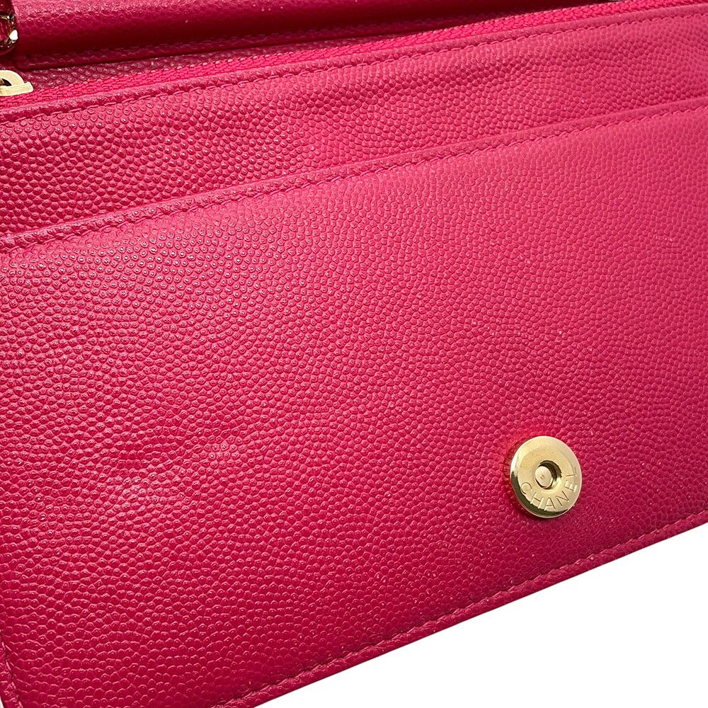 Chanel Chain Wallet Boy CC Logo Caviar Leather Shoulder — view 9