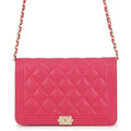 Chanel Chain Wallet Boy CC Logo Caviar Leather Shoulder