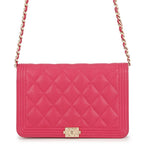 Chanel Chain Wallet Boy CC Logo Caviar Leather Shoulder