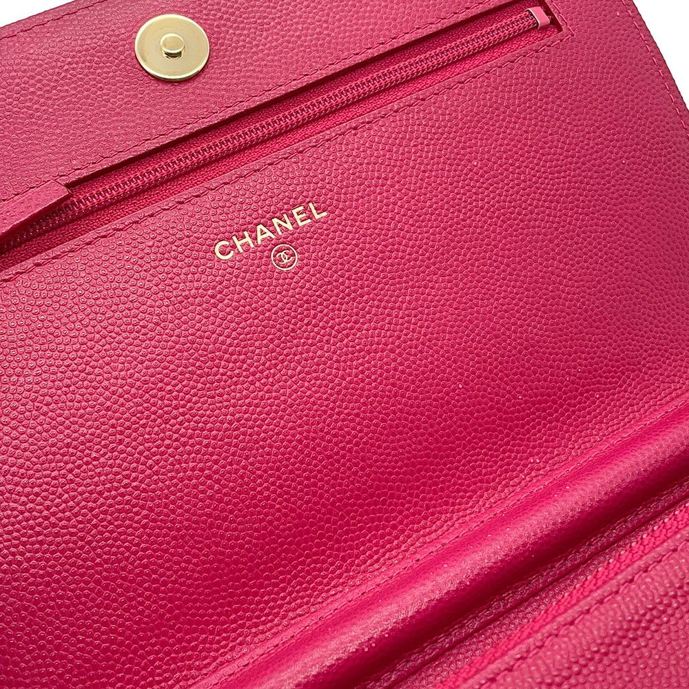 Chanel Chain Wallet Boy CC Logo Caviar Leather Shoulder — view 8