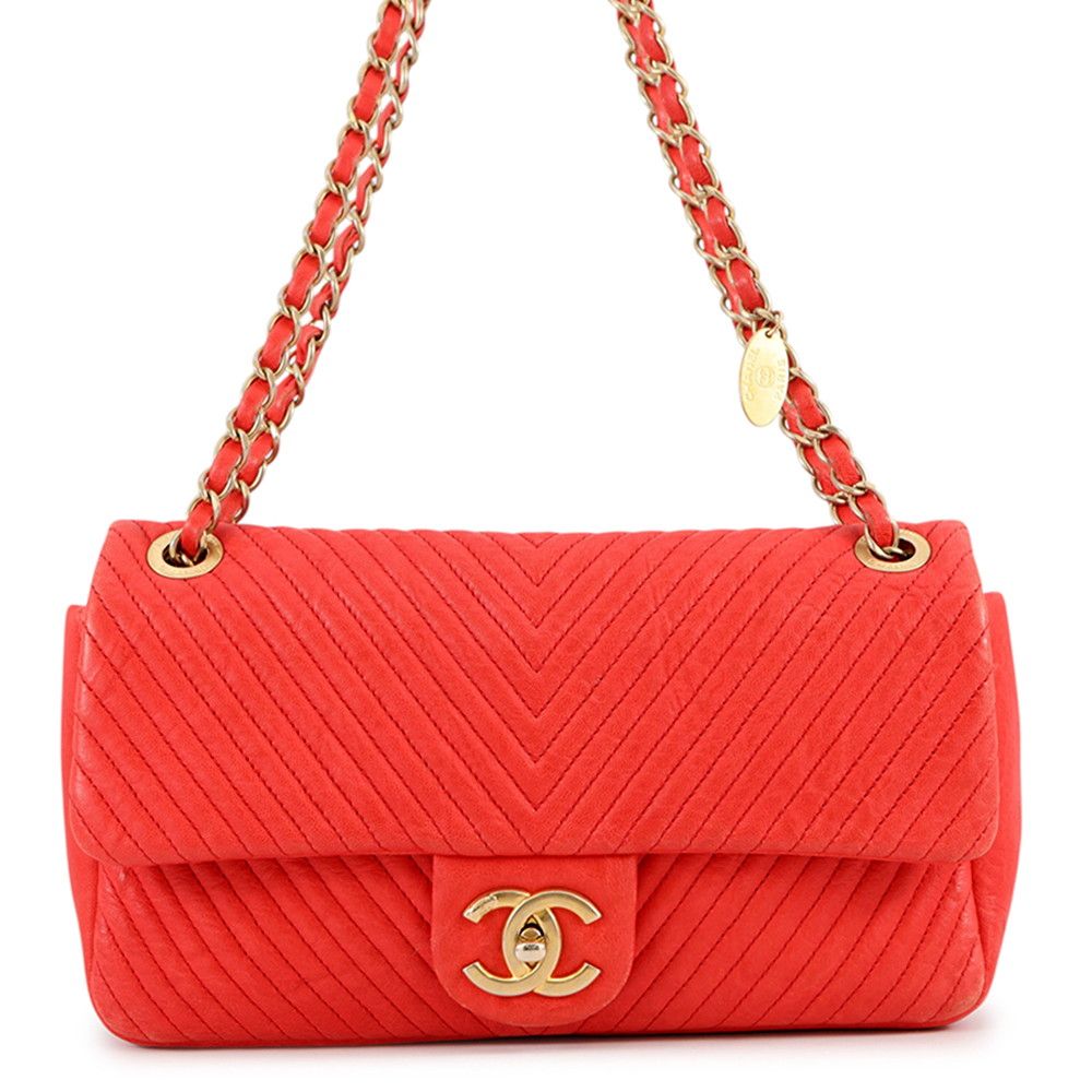Chanel Chain Shoulder Bag Blanc Stitch CC Logo Leather
