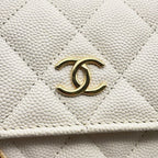 Chanel Chain Wallet Cruise Line Quilted CC Logo Caviar Leather White Shoulder — view 7