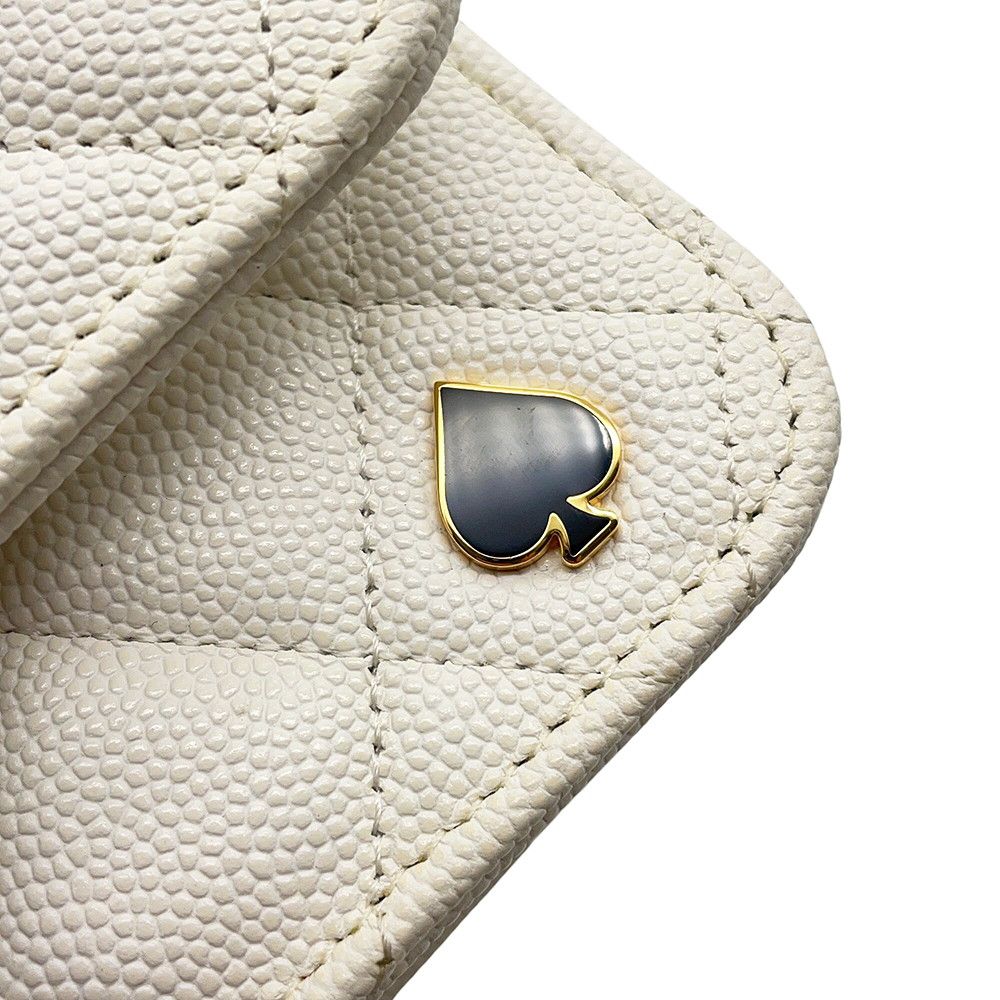 Chanel Chain Wallet Cruise Line Quilted CC Logo Caviar Leather White Shoulder — view 9