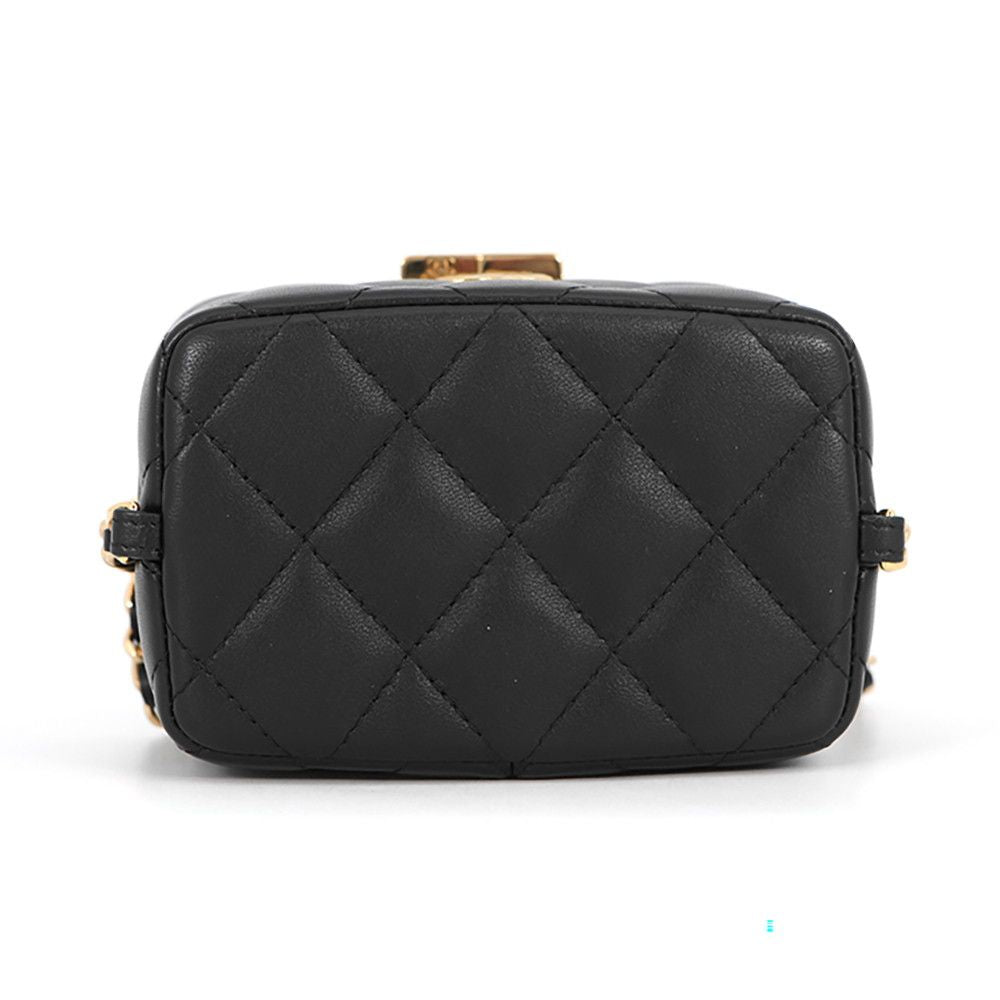 Chanel Chain Shoulder Bag CC Logo Quilted Vanity Lambskin Black — view 3