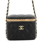 Chanel Chain Shoulder Bag CC Logo Quilted Vanity Lambskin Black