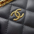 Chanel Chain Shoulder Bag CC Logo Quilted Vanity Lambskin Black — view 7