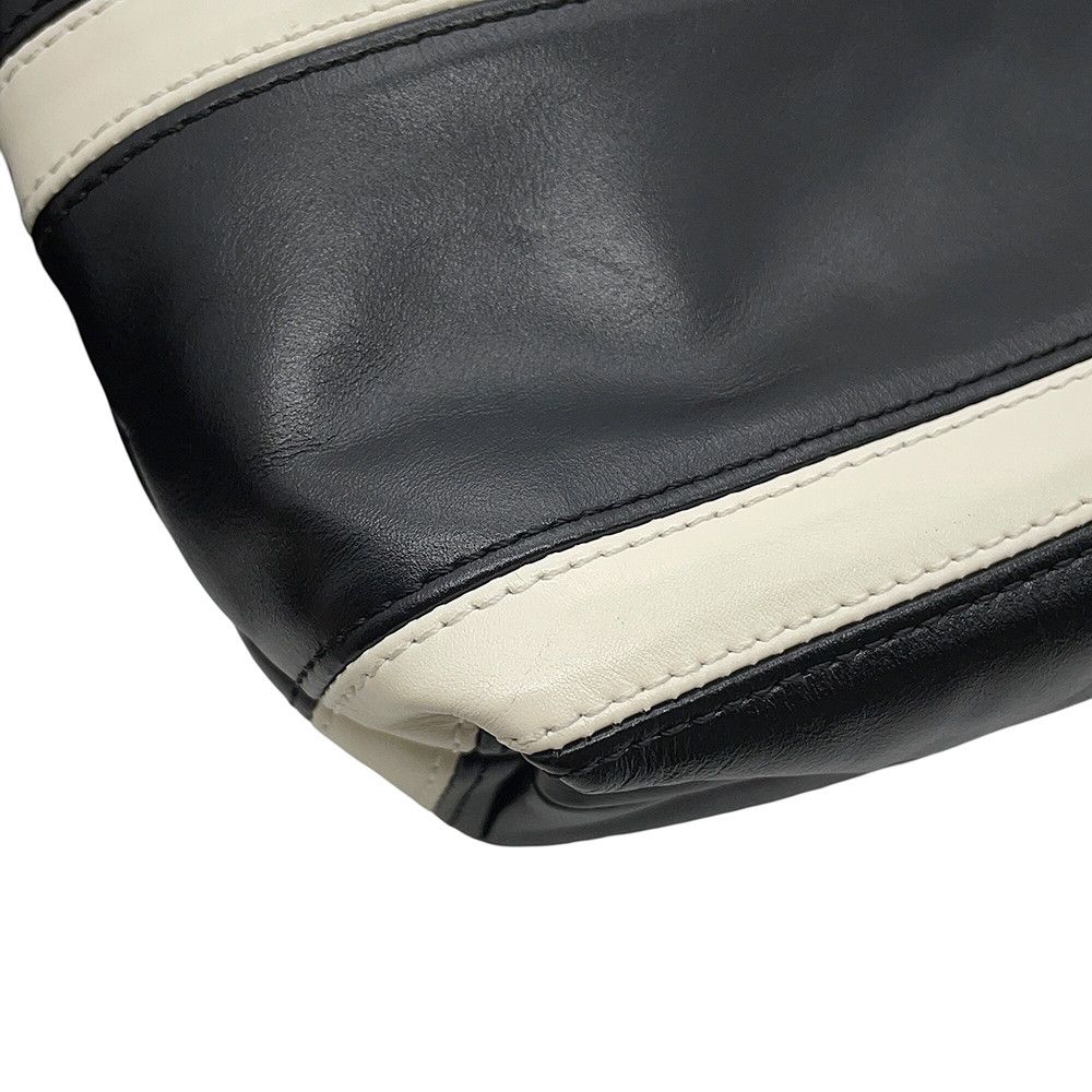 Chanel 22 Mini CC Logo Shiny Calfskin 2-Way Shoulder Bag Black White — view 9