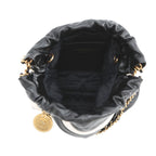 Chanel 22 Mini CC Logo Shiny Calfskin 2-Way Shoulder Bag Black White — view 6
