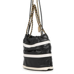 Chanel 22 Mini CC Logo Shiny Calfskin 2-Way Shoulder Bag Black White — view 2