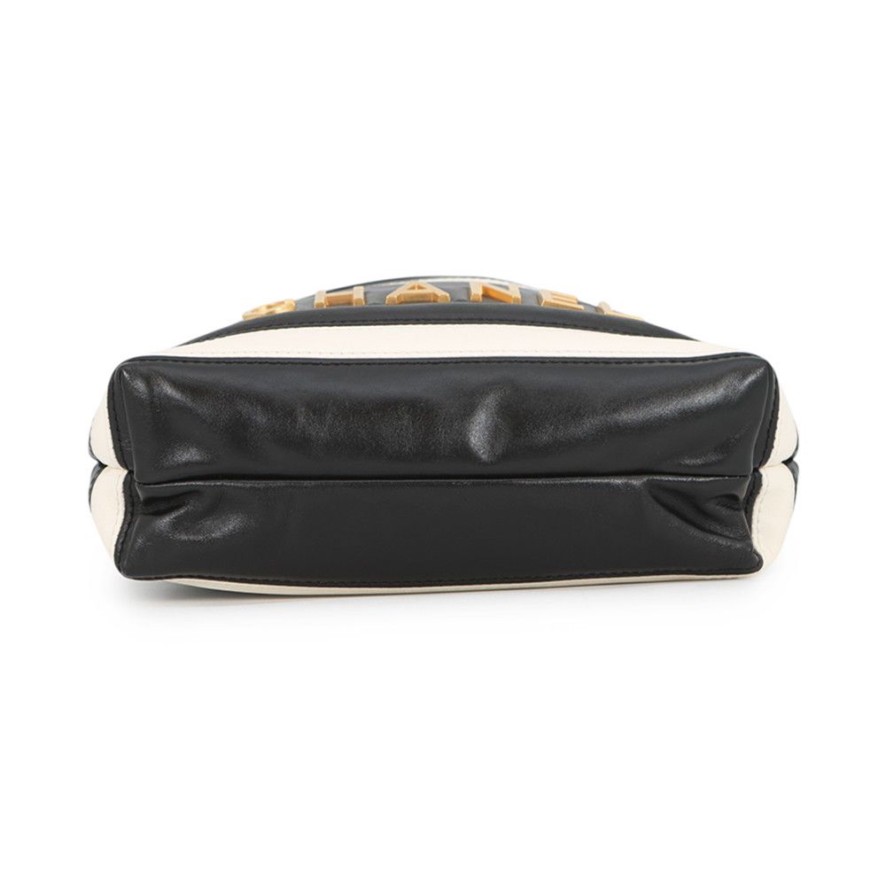 Chanel 22 Mini CC Logo Shiny Calfskin 2-Way Shoulder Bag Black White — view 3