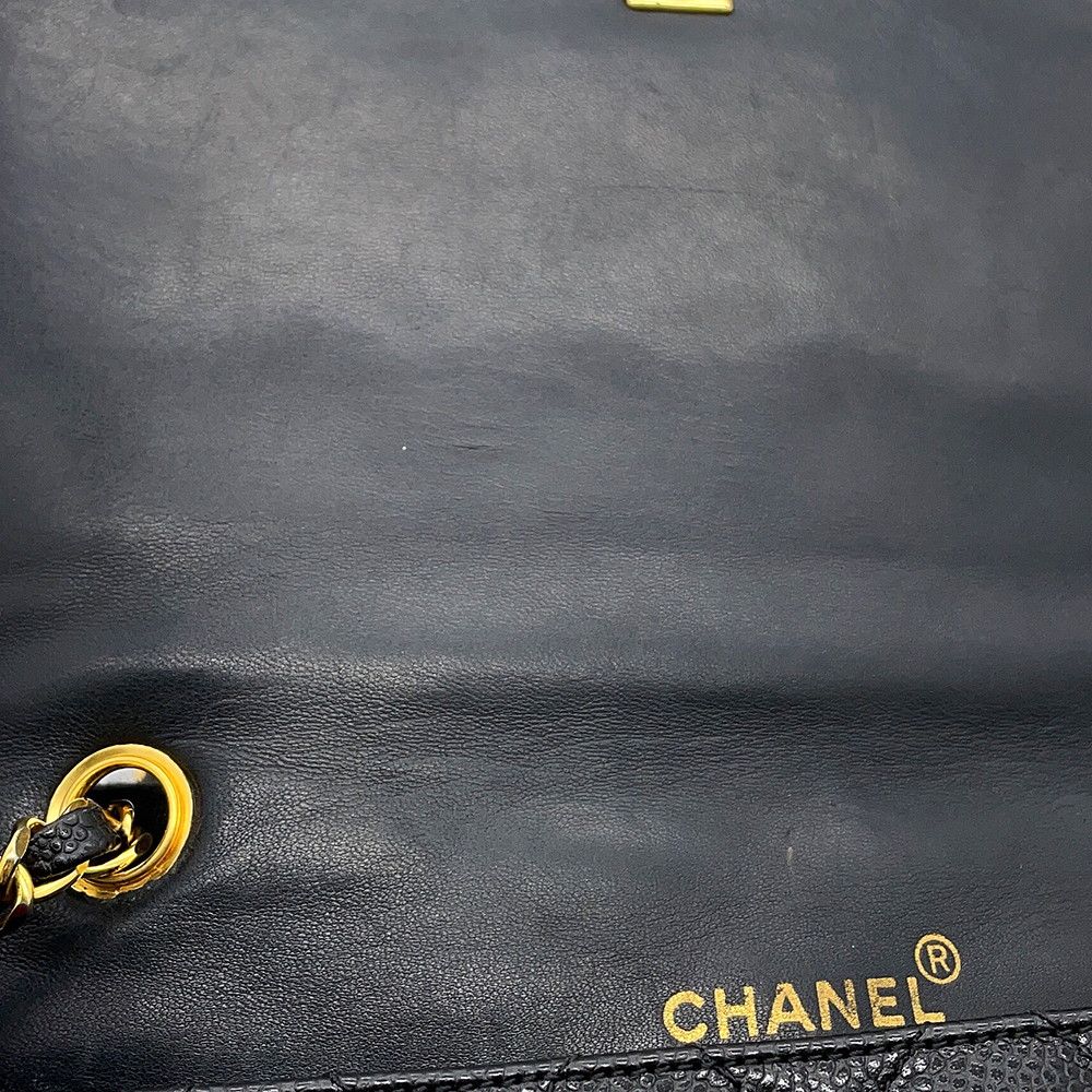 Chanel Chain Shoulder Bag Quilted 25 CC Logo Diana Caviar Leather Black — view 6