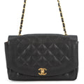 Chanel Chain Shoulder Bag Quilted 25 CC Logo Diana Caviar Leather Black