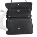 Chanel Chain Wallet Caviar Leather CC Logo Shoulder Bag Black — view 5