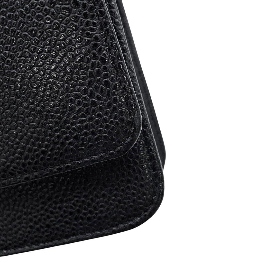Chanel Chain Wallet Caviar Leather CC Logo Shoulder Bag Black — view 7