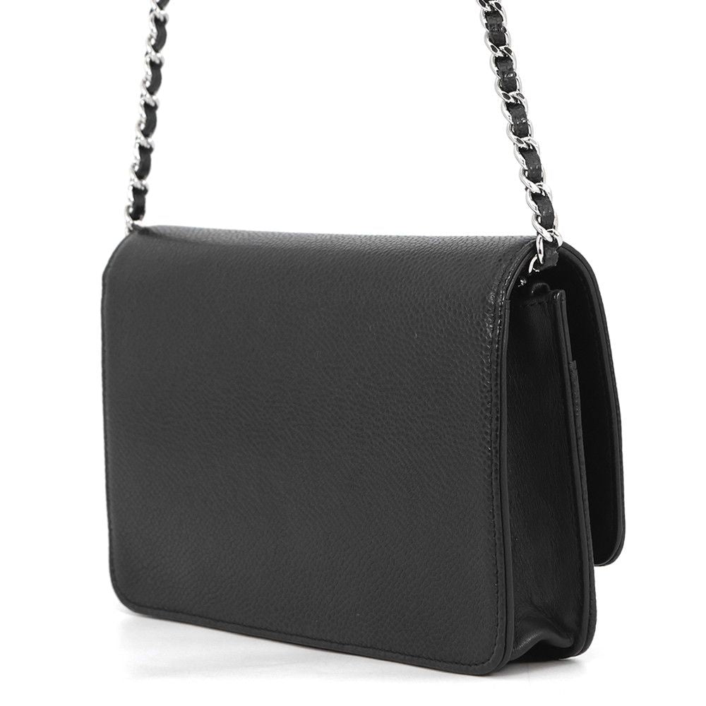 Chanel Chain Wallet Caviar Leather CC Logo Shoulder Bag Black — view 2