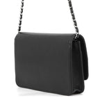 Chanel Chain Wallet Caviar Leather CC Logo Shoulder Bag Black — view 2