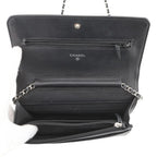Chanel Chain Wallet Caviar Leather CC Logo Shoulder Bag Black — view 6