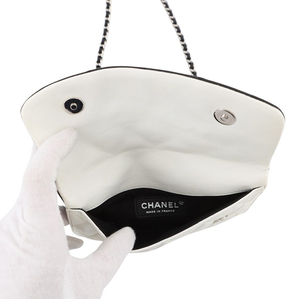 Chanel Chain Wallet Quilted CC Logo Double Face Lambskin Black Shoulder — view 6