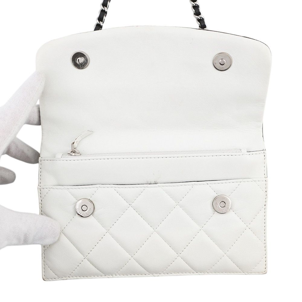 Chanel Chain Wallet Quilted CC Logo Double Face Lambskin Black Shoulder — view 5