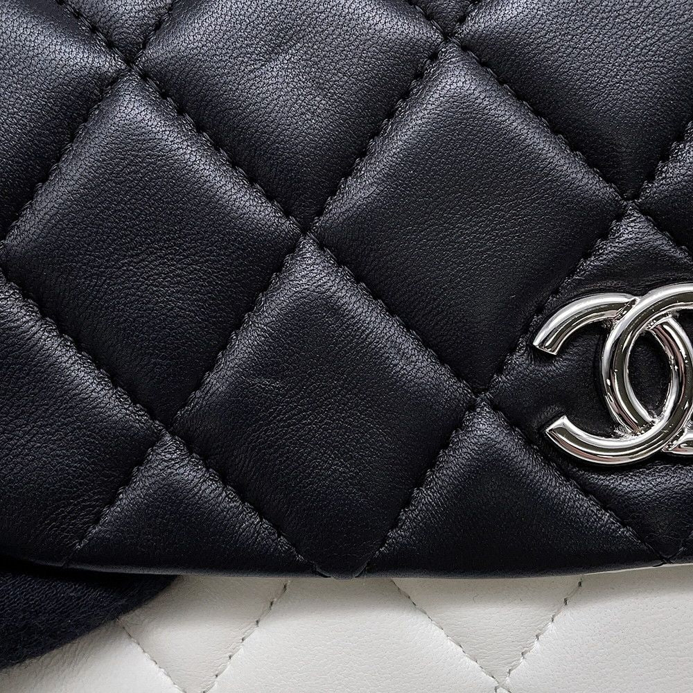 Chanel Chain Wallet Quilted CC Logo Double Face Lambskin Black Shoulder — view 8