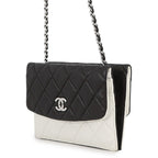 Chanel Chain Wallet Quilted CC Logo Double Face Lambskin Black Shoulder — view 2
