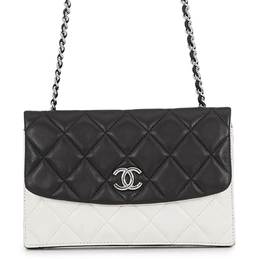 Chanel Chain Wallet Quilted CC Logo Double Face Lambskin Black Shoulder