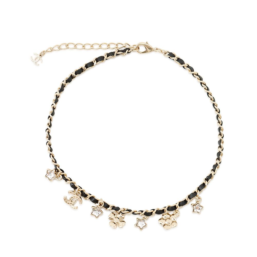 Chanel Necklace CC Logo Charm Rhinestone Faux Pearl B Choker — view 3