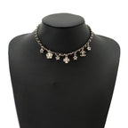Chanel Necklace CC Logo Charm Rhinestone Faux Pearl B Choker — view 4