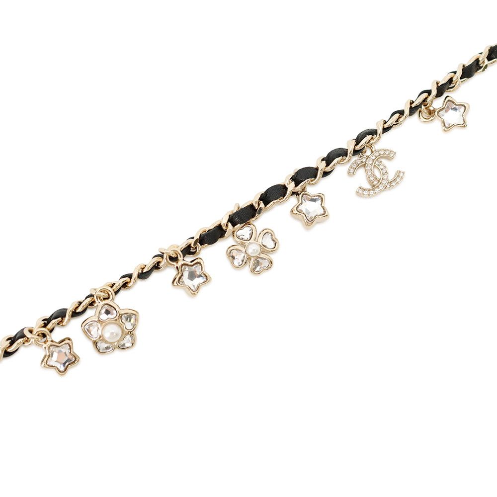 Chanel Necklace CC Logo Charm Rhinestone Faux Pearl B Choker — view 2