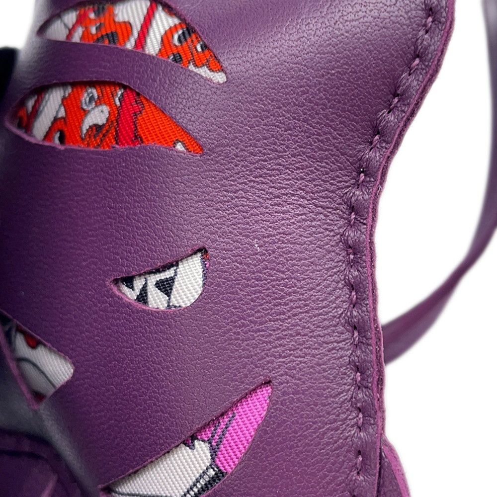 Hermes Bag Charm Petit Ash Tiger Anemone Lambskin — view 6