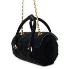 Chanel Chain Shoulder Bag Mini Flap CC Logo Quilted Velvet Black — view 2