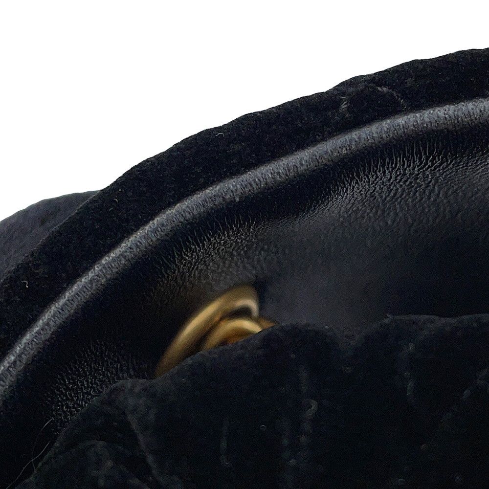 Chanel Chain Shoulder Bag Mini Flap CC Logo Quilted Velvet Black — view 9